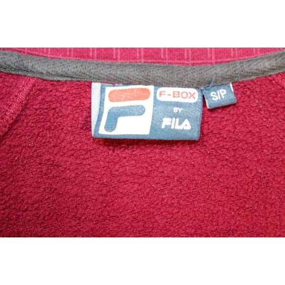 Womens Vintage 80s 90s FILA F-Box Full Zip Jacket Small Burgundy Cotton Blend - Picture 5 of 7
